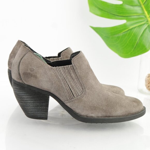 Born Womens Fredrika Boots Size 8.5 Gray Distressed Suede Bootie Mid Block Heel - Picture 7 of 12